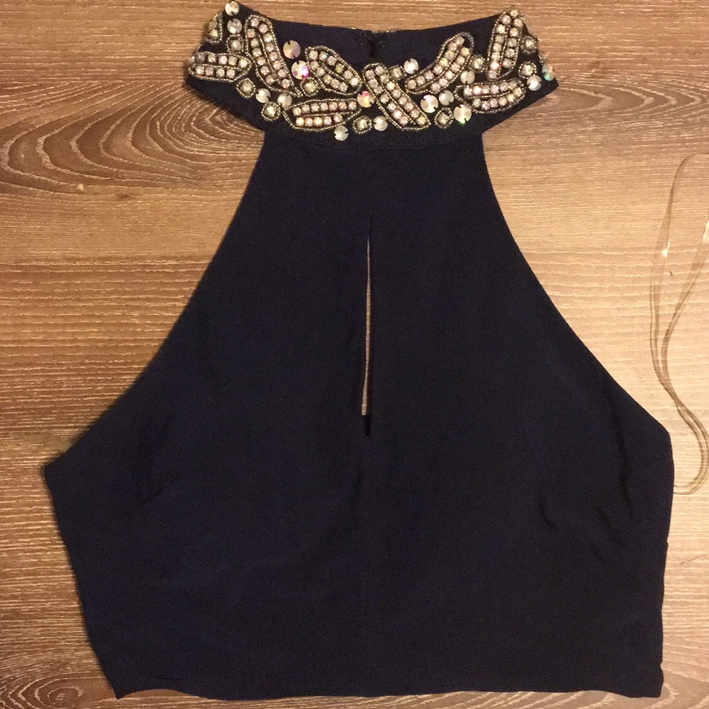 Navy Two Piece Prom Dress